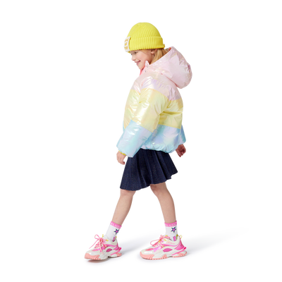 Tricolor hooded down jacket BILLIEBLUSH girl