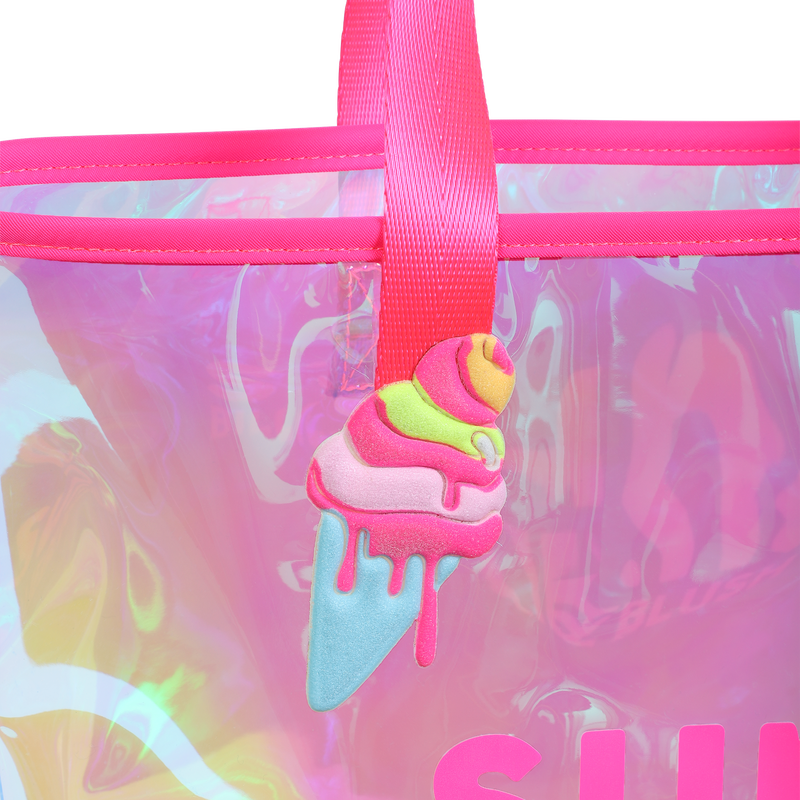 Shiny tote bag with badge BILLIEBLUSH 
                        girl