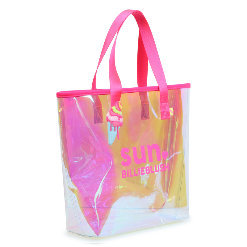 Shiny tote bag with badge BILLIEBLUSH 
                        girl