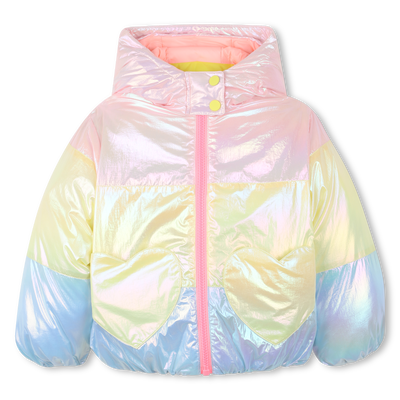 Tricolor hooded down jacket BILLIEBLUSH girl